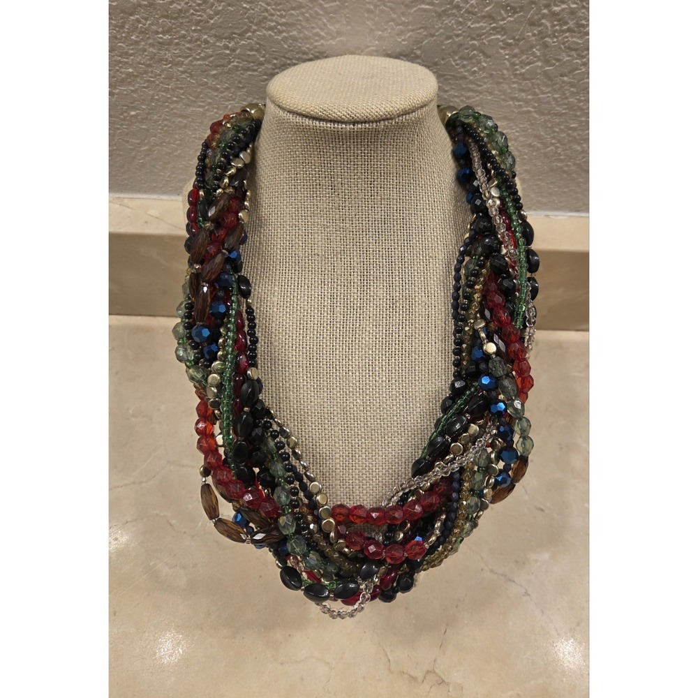 Large Joan Rivers Multi‎ Strand Bead Statement Necklace 20.5-23.5